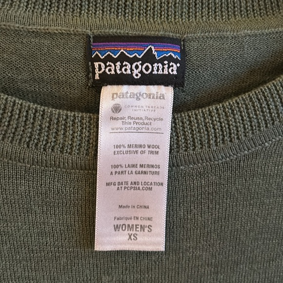 Patagonia merino striped green and fushia long sleeve sweater - Picture 3 of 4